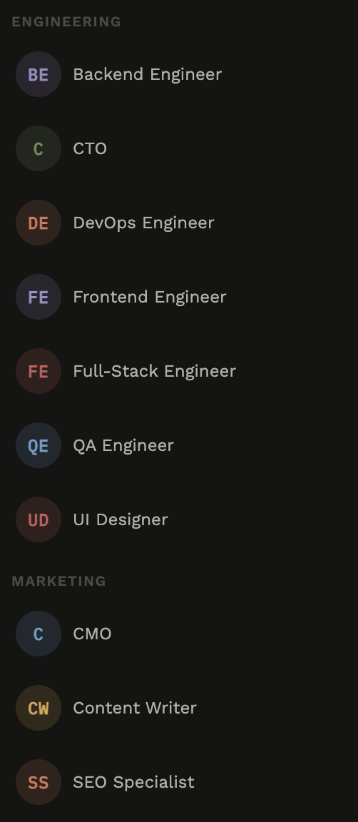 Preset Roles